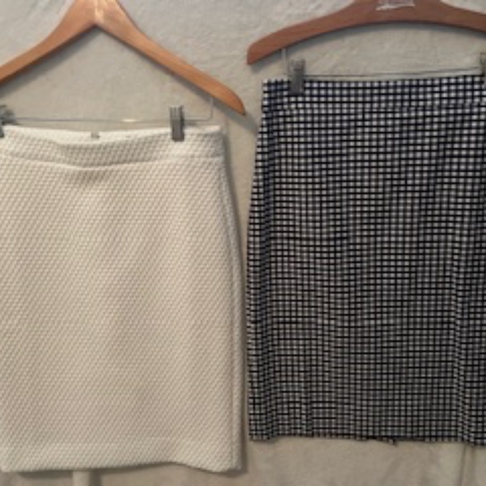 J. Crew, size 4 pencil skirts in Off white, White with Blue, Hot Pink and Yellow